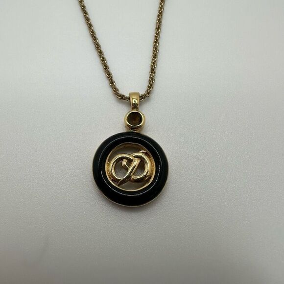 Dior CD Logo Vintage Gold Tone Necklace - Picture 1 of 10